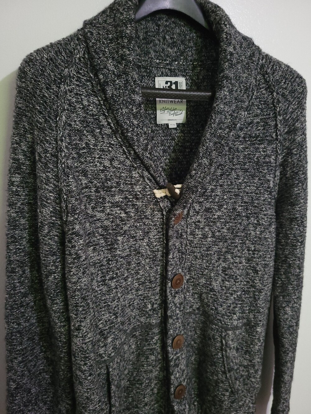 Le 31 Gray Marled Shawl Collar Cardigan Sweater Size S - Picture 2 of 10